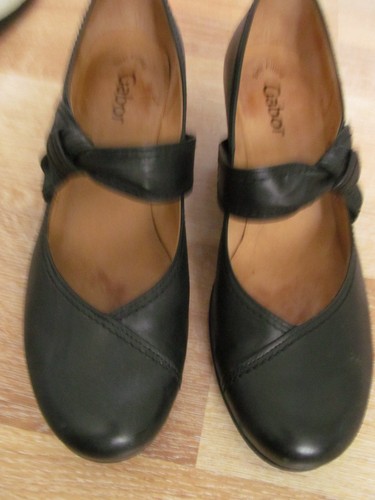 Ladies black leather mary - black, jane