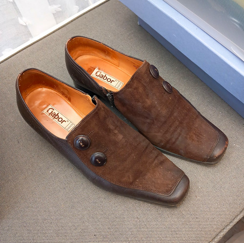 Gabor brown suede monk slip - suede, slip-on