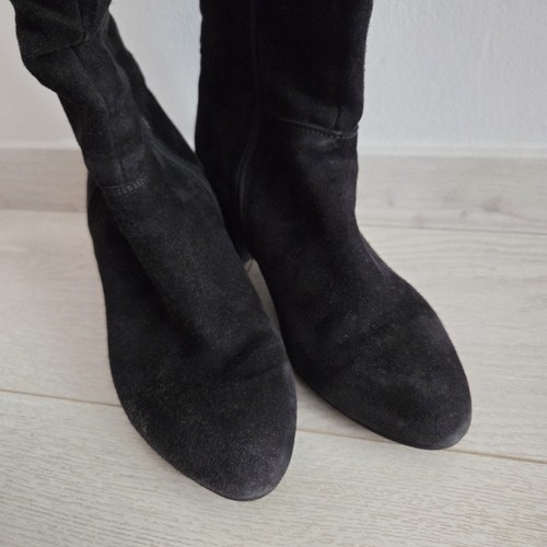 Black genuine suede - , heeled