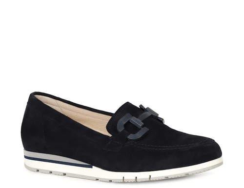 Gabor navy suede loafer flats - navy,