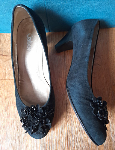 Gabor black suede court shoes - court,