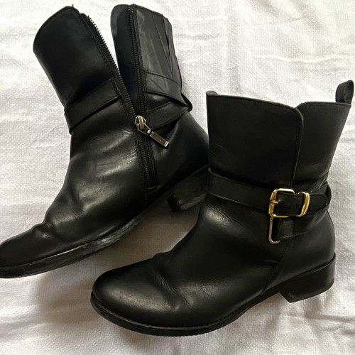 Gabor black leather ankle - black,