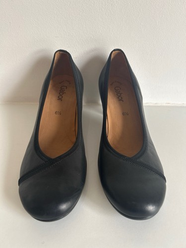 Gabor black leather low - , heel