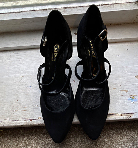 Gabor black suede pointed - black,