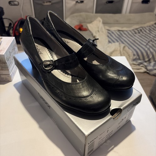 Gabor black leather court - leather,
