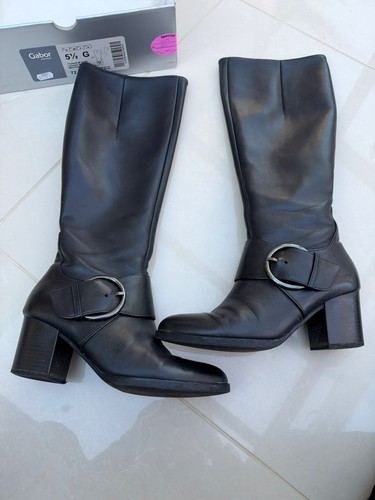 Gabor black leather knee - black,