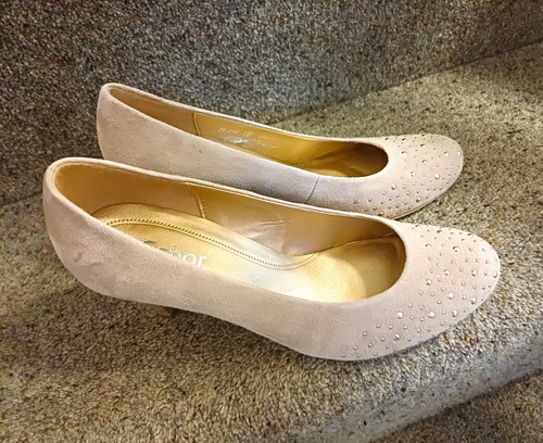 Gabor beige suede court - gabor,