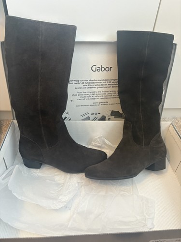 Gabor long brown suede boots - brown,