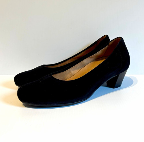 Gabor black suede low - black, heel