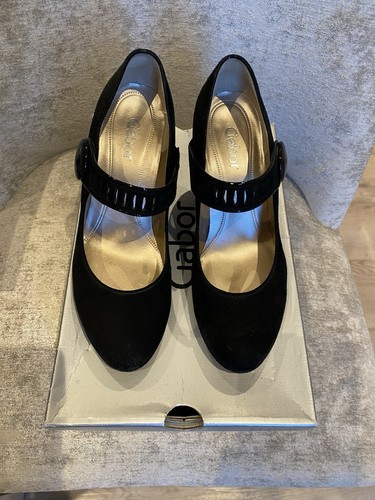 Gabor black suede court - black,