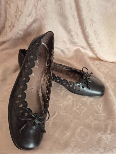 Gabor black leather ballet - black,