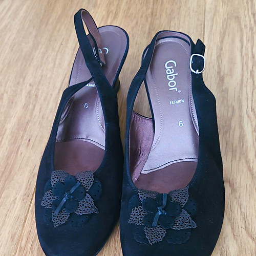 Gabor black suede slingback - black,